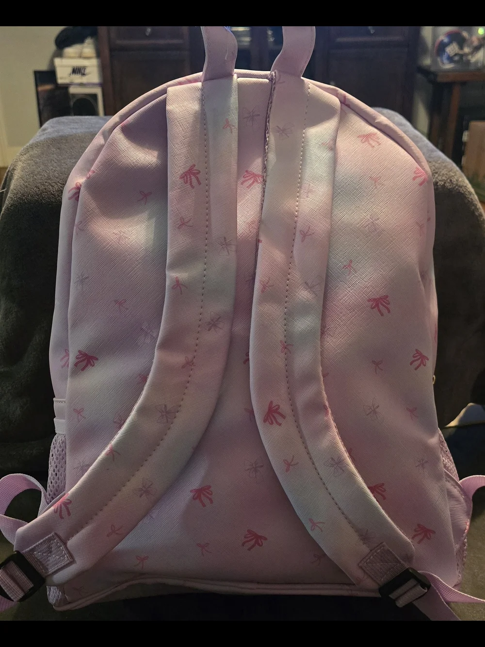 Kids' Pastel Pink Bow Accent Backpack - Cute Scallop Front Pocket